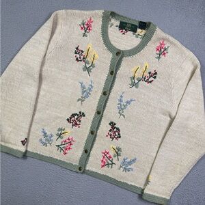 Orvis floral knit cardigan sweater